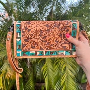 American Darling Tooled Leather Crossbody/Wristlet